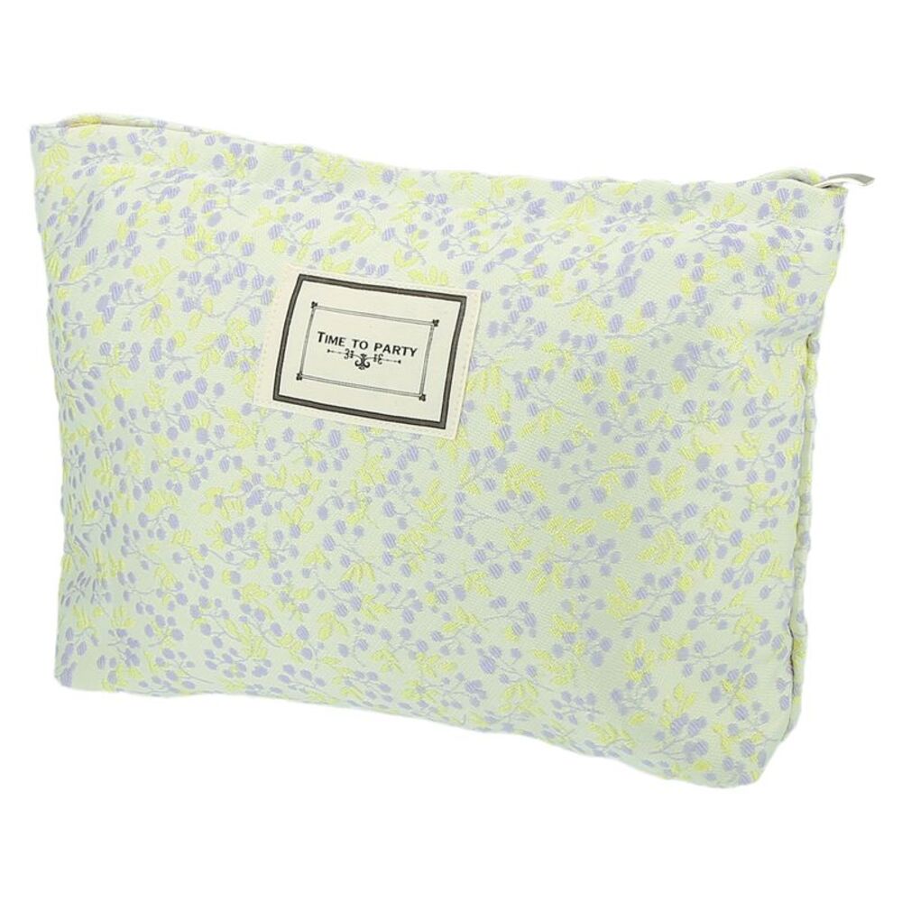 Canvas Flower Large Capacity Cosmetic Bags for Coin Foundations Lipsticks Green